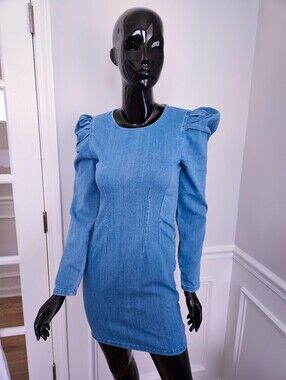 Puff Sleeve Mini Denim Dress